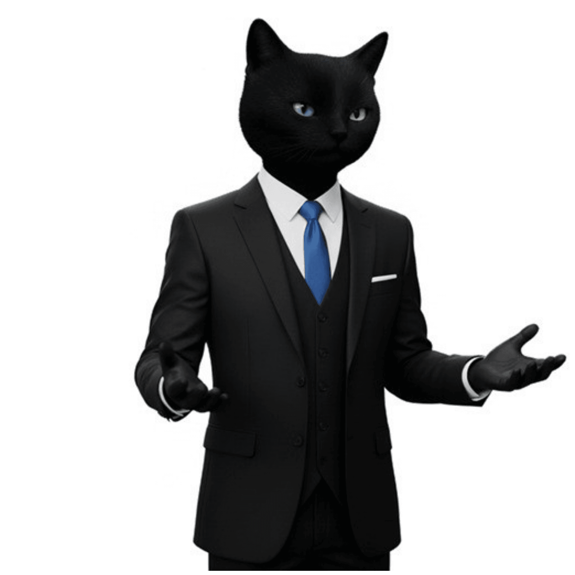 Catchous, la mascotte chat de Catchy, en tenue professionnelle